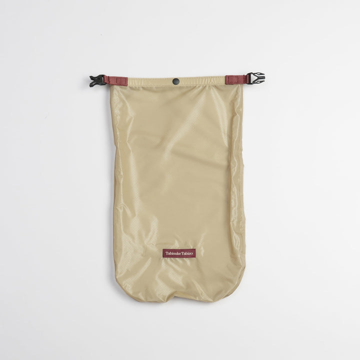 Tabisuke Tabizo T2 Waterproof Pouch #2 in beige, A4-size lightweight roll-top dry bag for outdoor gear