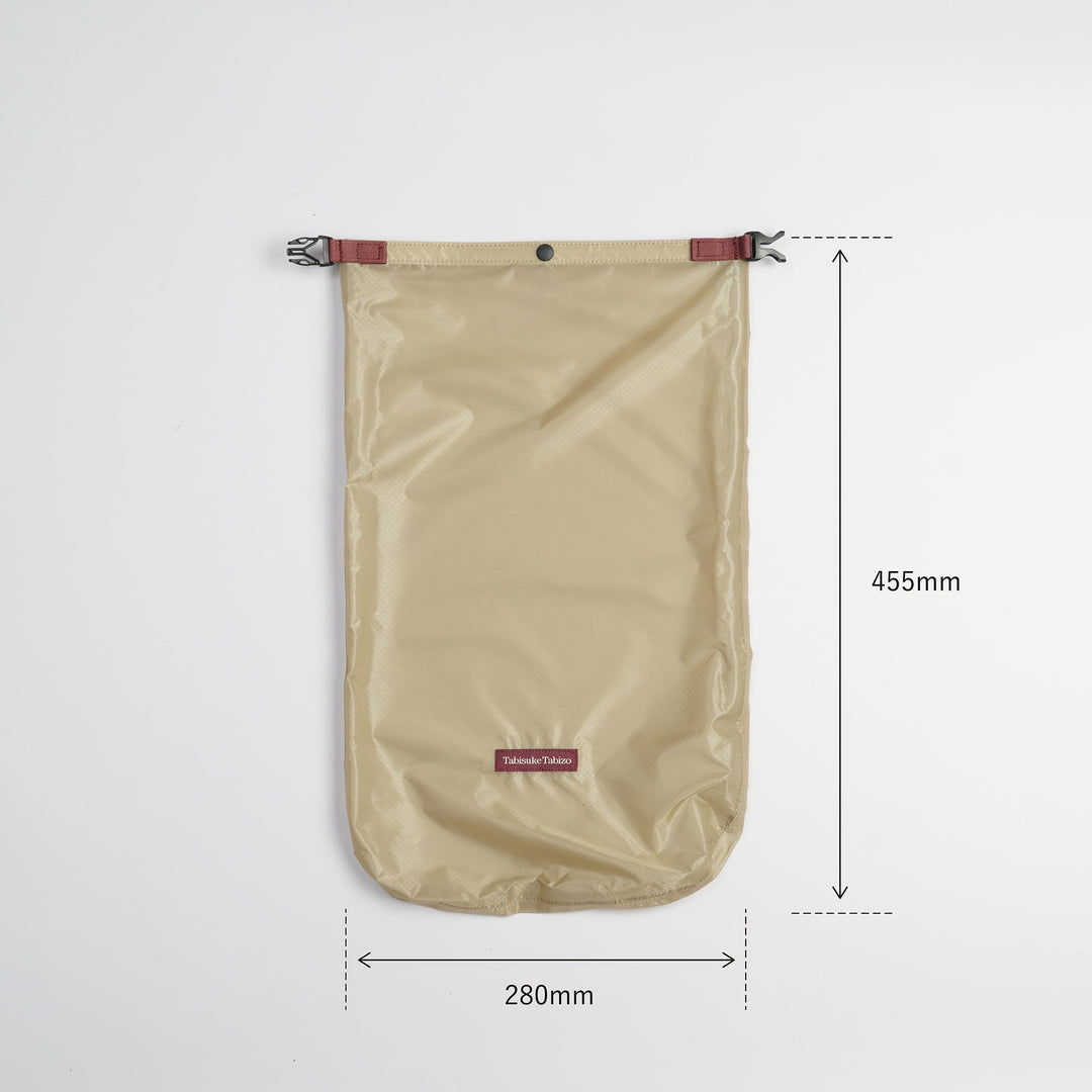 Tabisuke Tabizo T2 Waterproof Pouch #3 in beige, lightweight B4 dry pouch made from CORDURA® ripstop nylon for storing rainwear and accessories